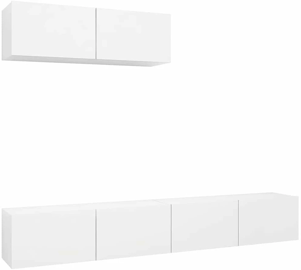 TV staliukas Televizoriaus spintelės, 3vnt., baltos, apdirbta mediena