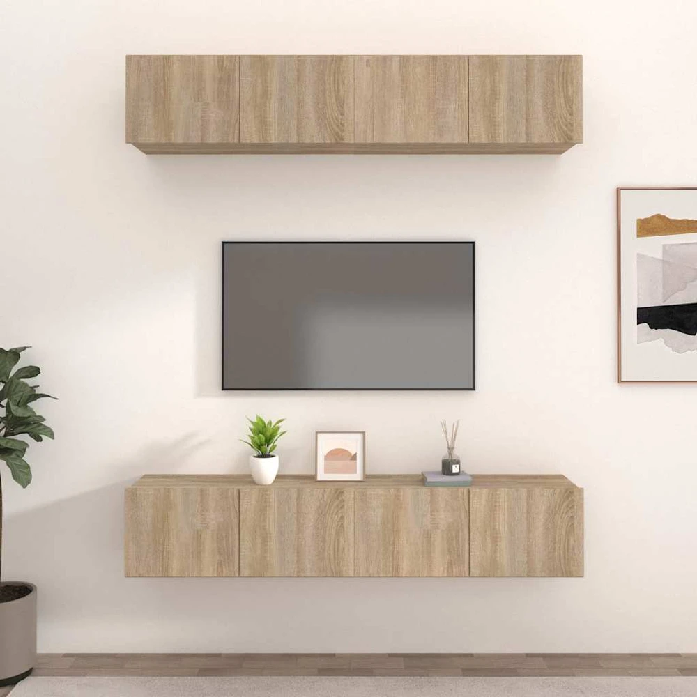 TV staliukas Televizoriaus spintelės, 4vnt., ąžuolo, 80x30x30cm, mediena