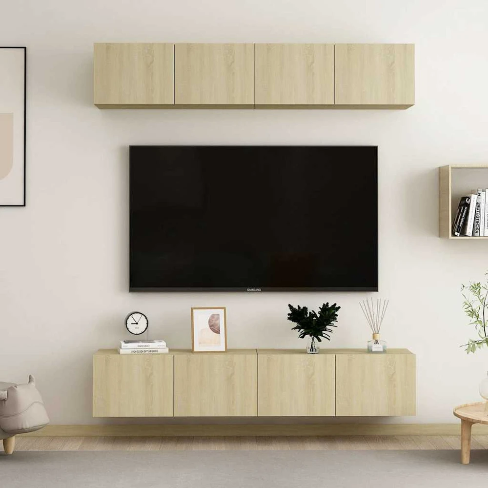 TV staliukas Televizoriaus spintelės, 4vnt., ąžuolo, 80x30x30cm, mediena