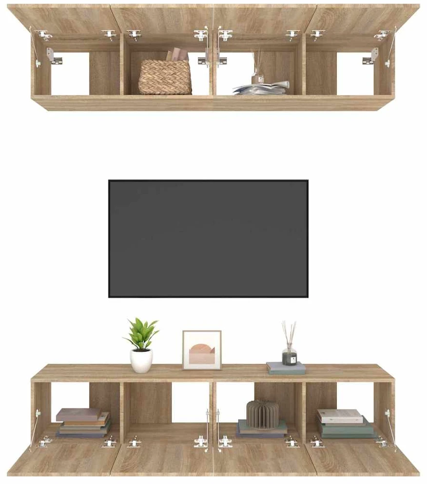 TV staliukas Televizoriaus spintelės, 4vnt., ąžuolo, 80x30x30cm, mediena