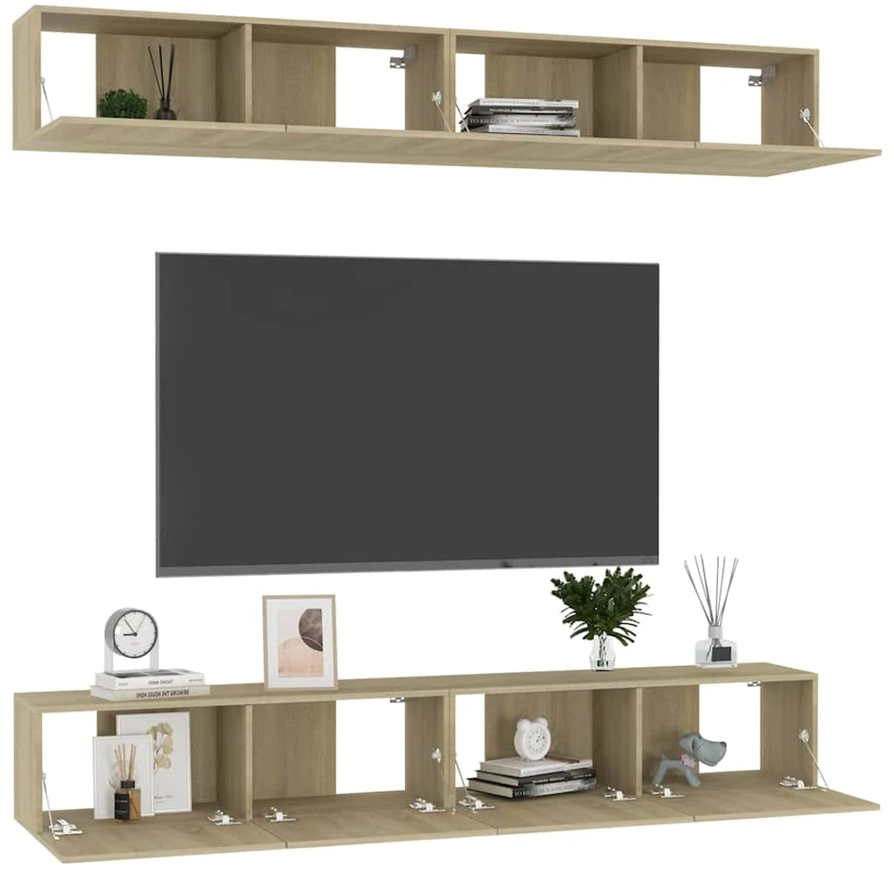 TV staliukas Televizoriaus spintelės, 4vnt., ąžuolo, 100x30x30cm, mediena