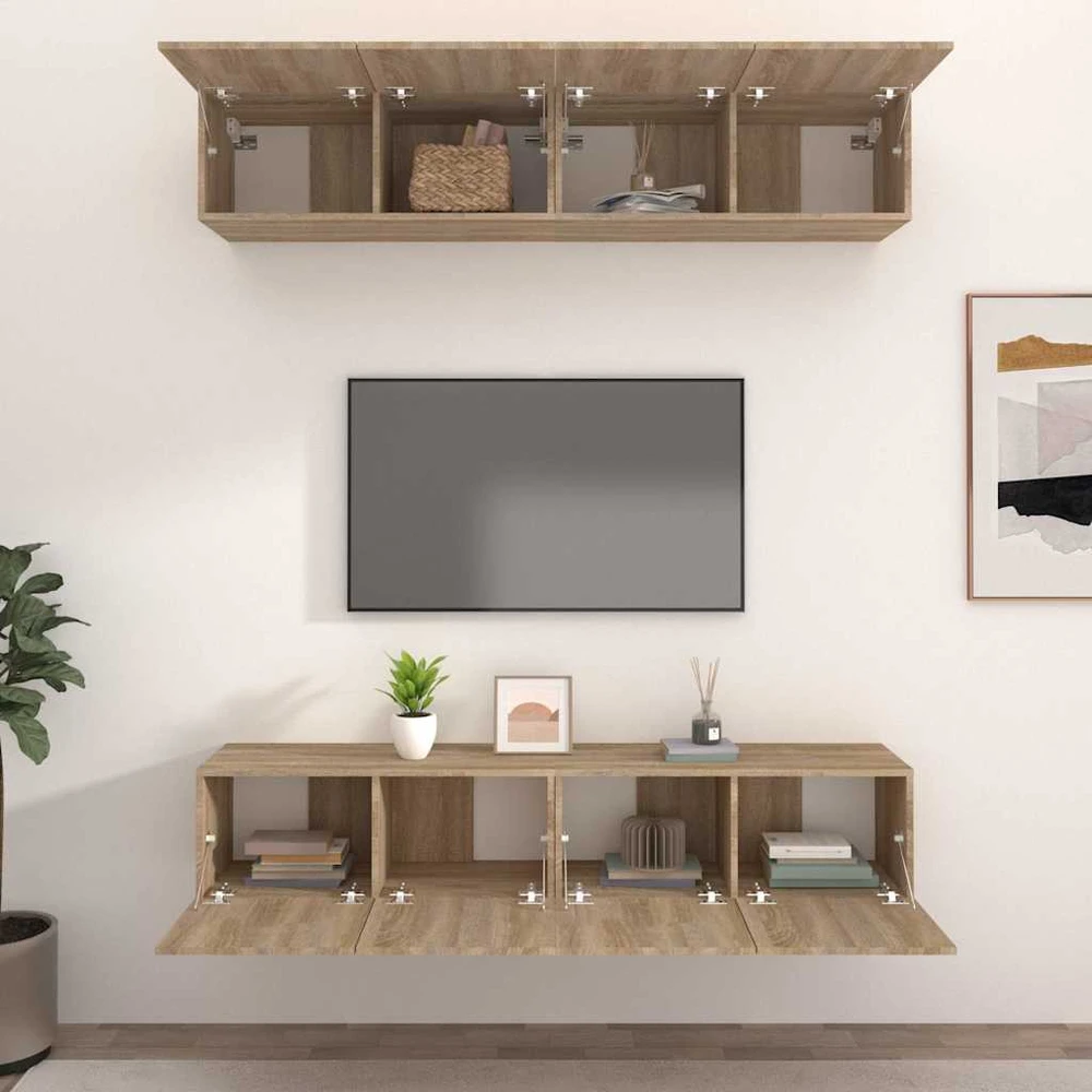 TV staliukas Televizoriaus spintelės, 4vnt., ąžuolo, 80x30x30cm, mediena