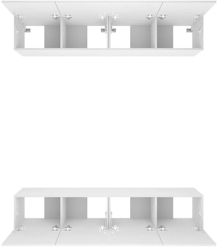 TV staliukas Televizoriaus spintelės, 4vnt., baltos, 80x30x30cm, mediena