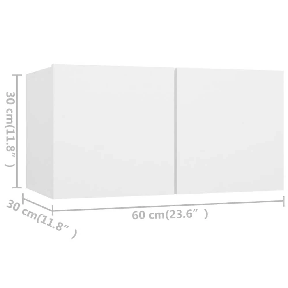 TV staliukas Televizoriaus spintelės, 4vnt., baltos, 60x30x30cm, mediena