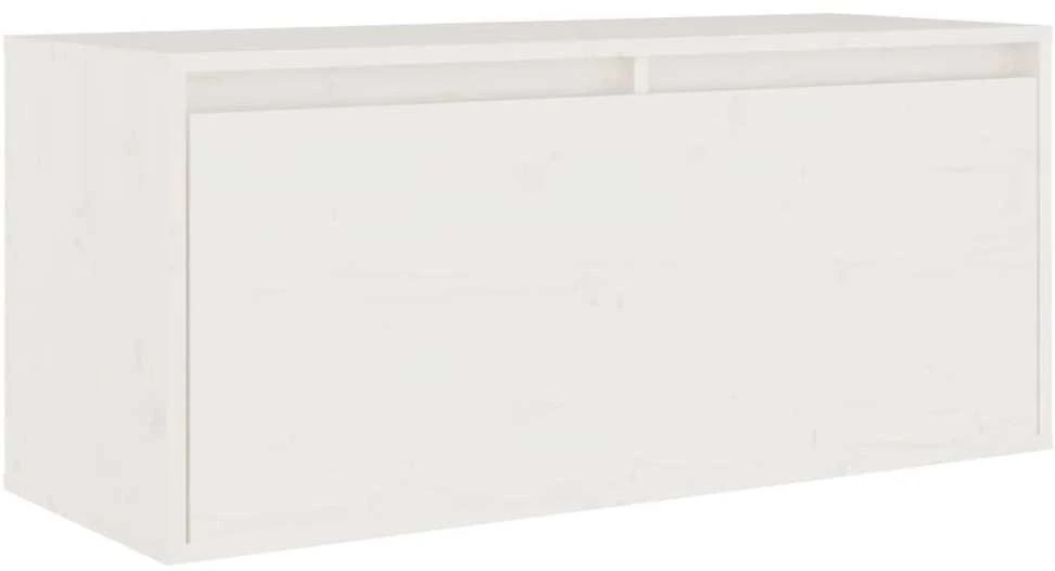TV staliukas Televizoriaus spintelės, 4vnt., baltos, pušies medienos masyvas