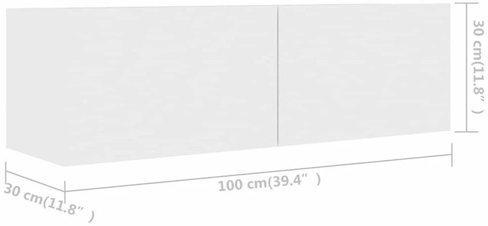 TV staliukas Televizoriaus spintelės, 4vnt., baltos, 100x30x30cm, mediena