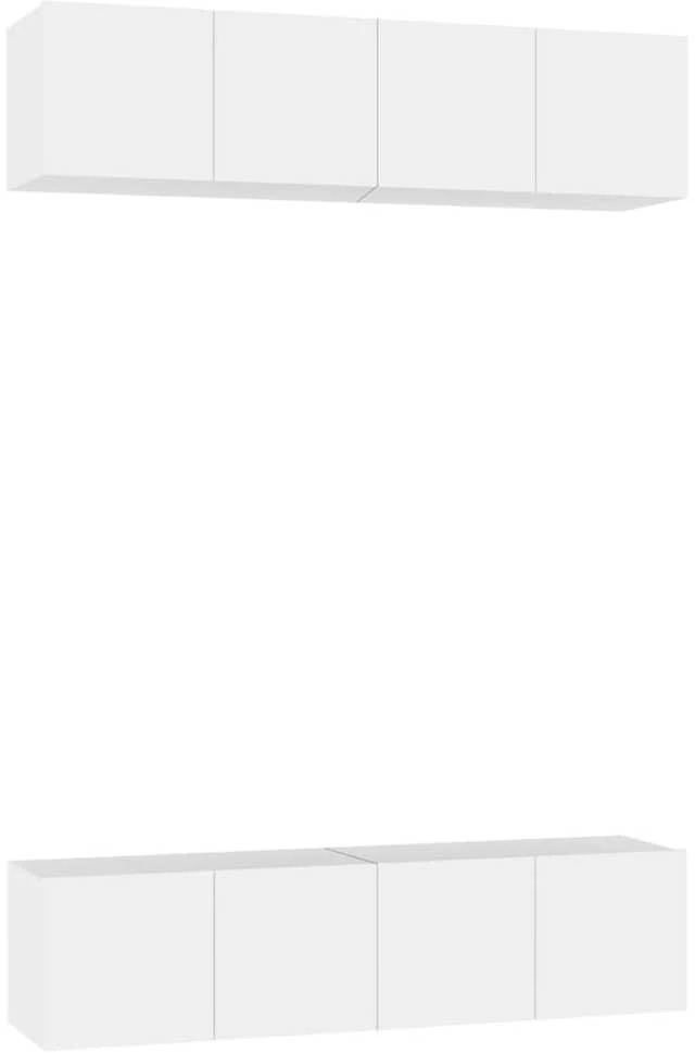 TV staliukas Televizoriaus spintelės, 4vnt., baltos, 60x30x30cm, mediena