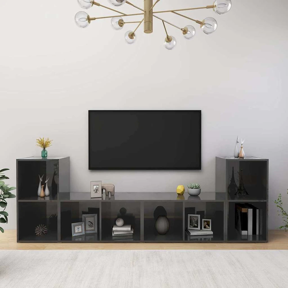TV staliukas Televizoriaus spintelės, 4vnt., pilkos, 72x35x36,5cm, mediena