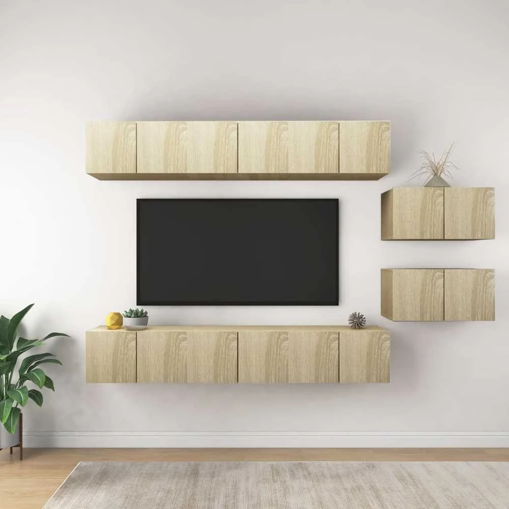 TV staliukas Televizoriaus spintelės, 8vnt., sonoma ąžuolo, apdirbta mediena