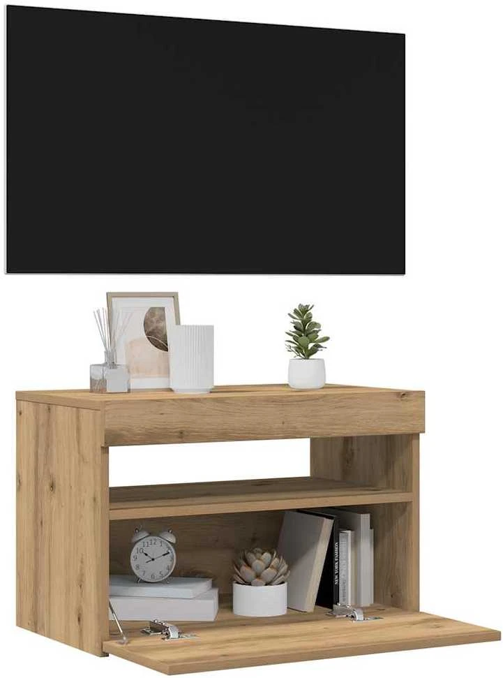 TV staliukas Televizoriaus spintelės su LED, 2vnt., artisano, mediena