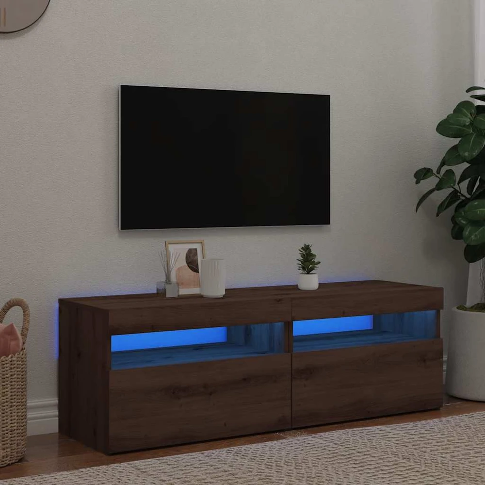 TV staliukas Televizoriaus spintelės su LED, 2vnt., artisano, mediena