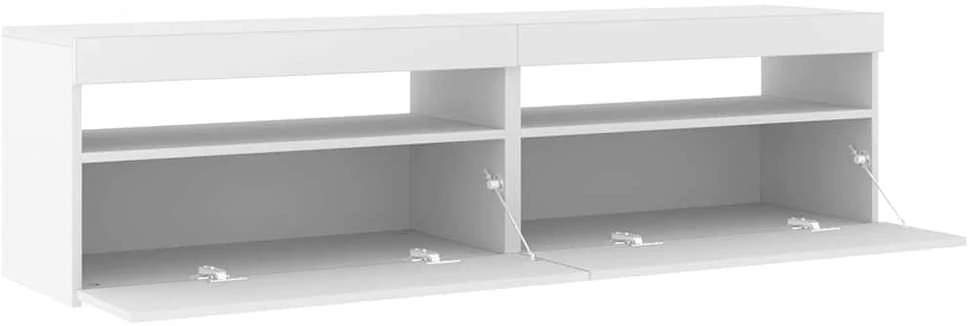 TV staliukas Televizoriaus spintelės su LED, 2vnt., baltos, 75x35x40cm