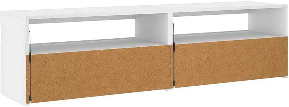 TV staliukas Televizoriaus spintelės su LED, 2vnt., baltos, 75x35x40cm
