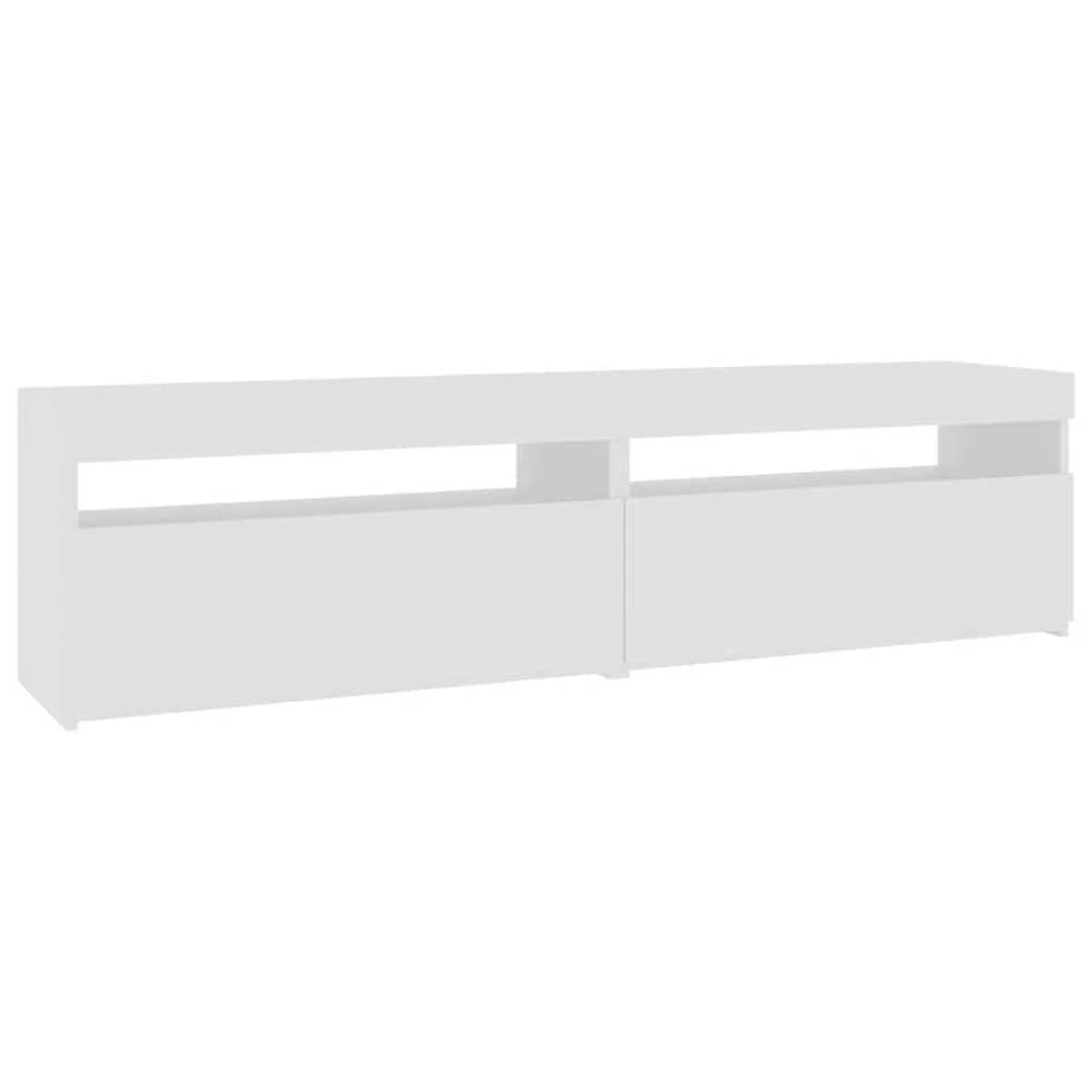 TV staliukas Televizoriaus spintelės su LED, 2vnt., baltos, 75x35x40cm