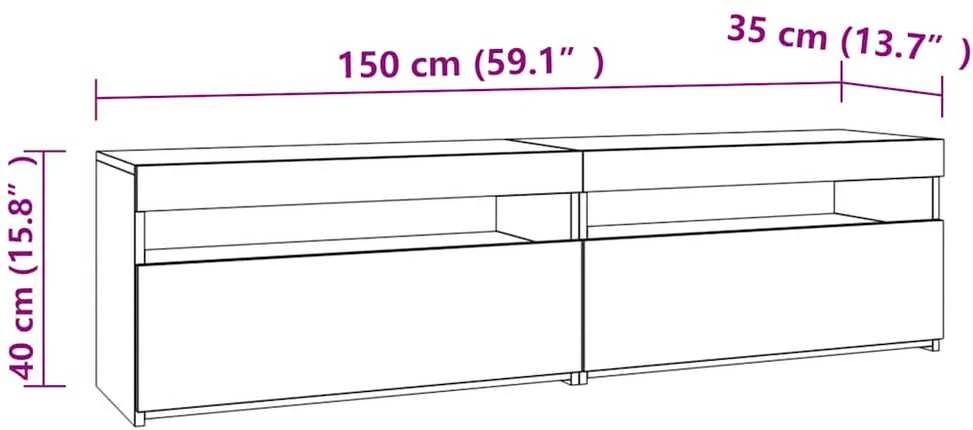 TV staliukas Televizoriaus spintelės su LED, 2vnt., betono, 75x35x40cm