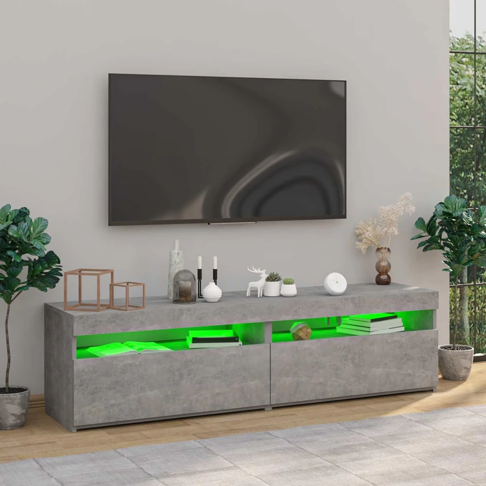 TV staliukas Televizoriaus spintelės su LED, 2vnt., betono, 75x35x40cm