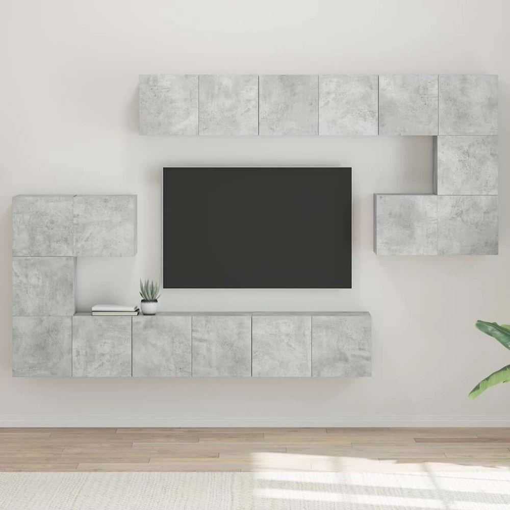 TV staliukas Televizoriaus spintelių komplektas, 10 dalių, betono, mediena