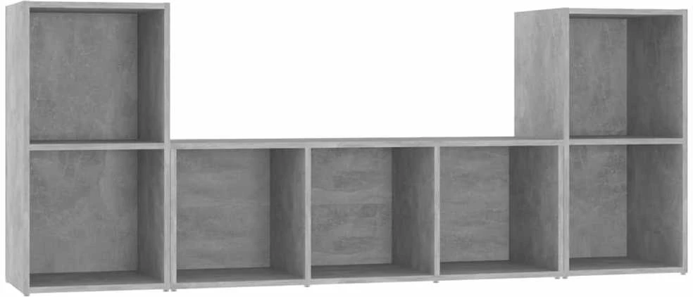 TV staliukas Televizoriaus spintelių komplektas, 3 dalių, betono pilkas, MDP