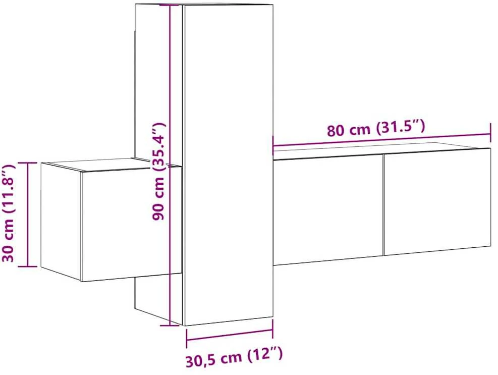 TV staliukas Televizoriaus spintelių komplektas, 3 dalių, ąžuolo, mediena