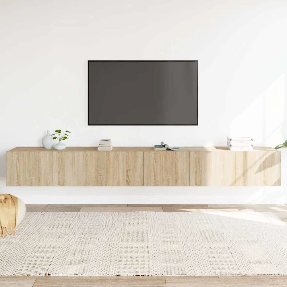 TV staliukas Televizoriaus spintelių komplektas, 3 dalių, ąžuolo, mediena