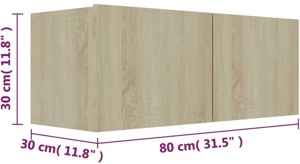 Televizoriaus spintelių komplektas, 3 dalių, ąžuolo, mediena