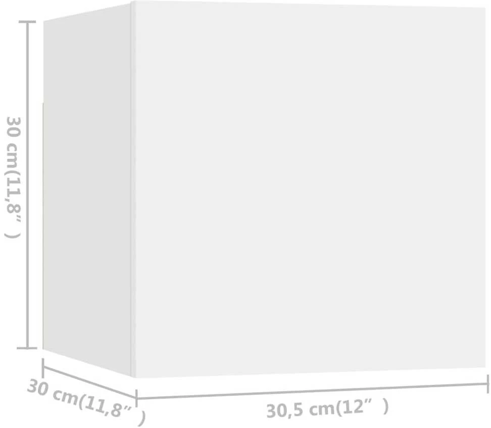 TV staliukas Televizoriaus spintelių komplektas, 4 dalių, baltas, mediena