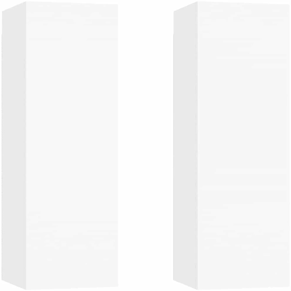 TV staliukas Televizoriaus spintelių komplektas, 6 dalių, baltas, mediena