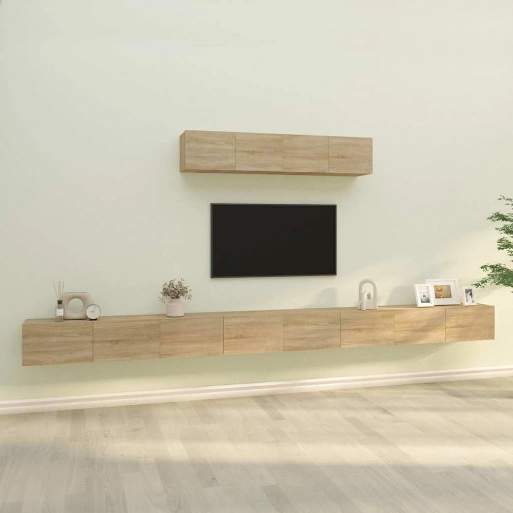 TV staliukas Televizoriaus spintelių komplektas, 6 dalių, ąžuolo, mediena