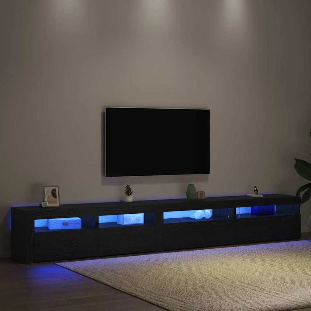 TV staliukas TV spintelių komplektas 3 vnt. Juodas ąžuolas Apdirbta mediena
