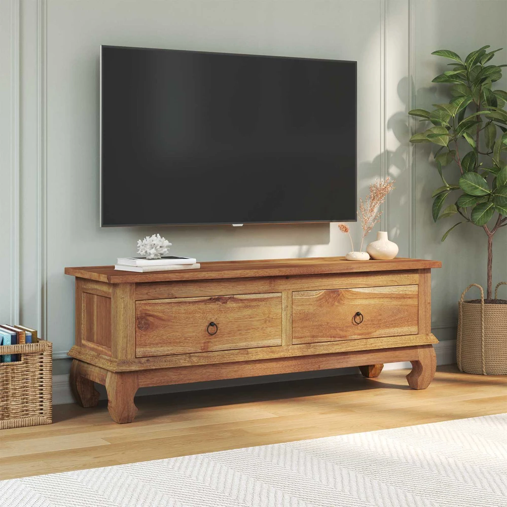 TV staliukas Televizoriaus stovas su stalčių Natūrali 110 x 35 x 40 cm