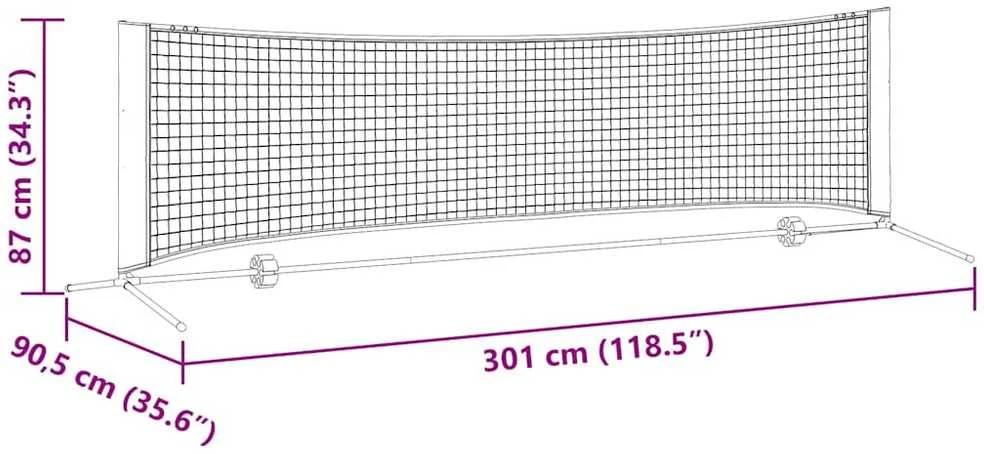Teniso tinklas Juoda ir raudona 301 x 90,5 x 87 cm Poliesteris