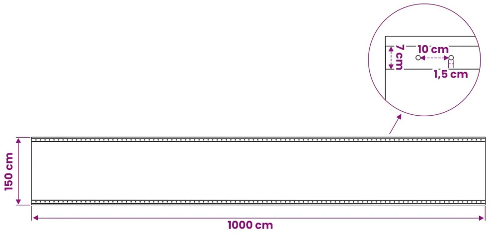 Tent su kilpom 2 vnt. Žalia 1,5 x 10 m 260 gsm PE