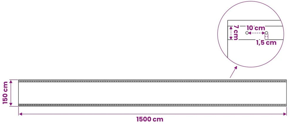 Tent su kilpom Žalia 1,5 x 15 m 260 gsm PE