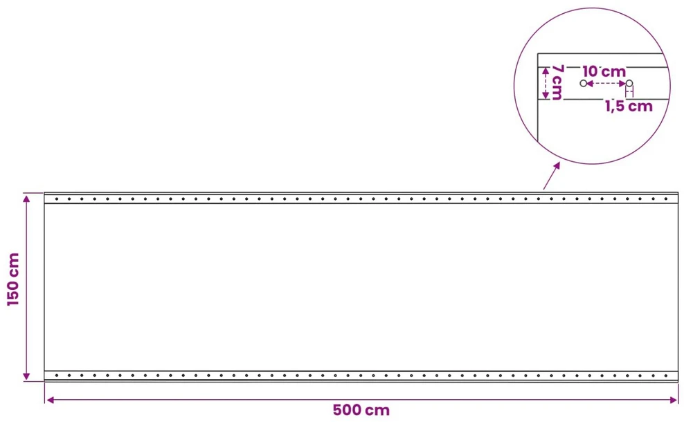 Tent su kilpom Žalia 1,5 x 5 m 260 gsm PE