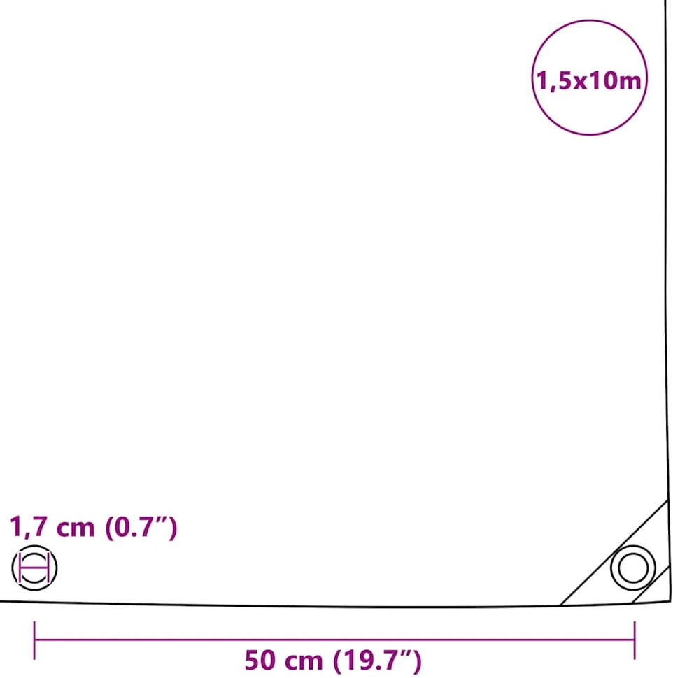 Tentas, baltas, 650 g/m², 1,5x10m