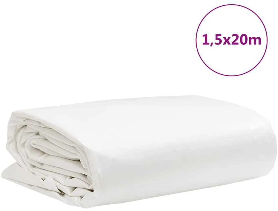 Tentas, baltos spalvos, 1,5x20m, 650g/m²