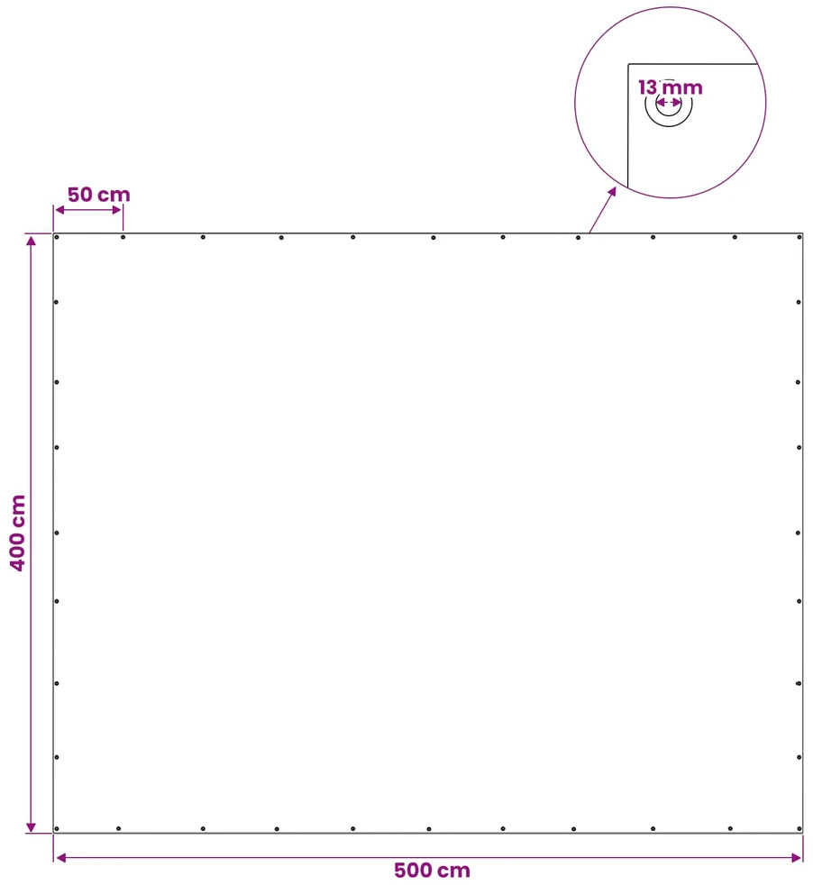 Tentas, baltos spalvos, 4x5m, 180g/m², HDPE