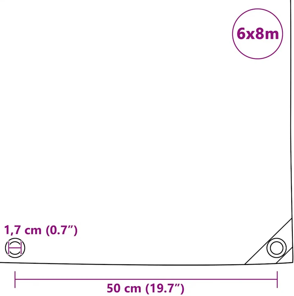 Tentas, baltos spalvos, 650 g/m², 6x8 m