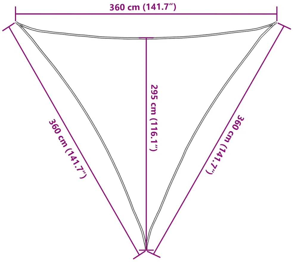 Tentas nuo saulės, baltas, 3,6x3,6x3,6m, HDPE, trikampio formos