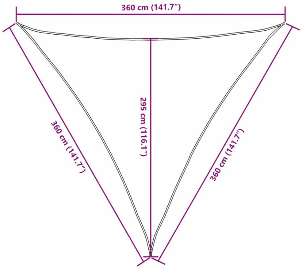 Tentas nuo saulės, oksf. aud., trikampis, 3,6x3,6x3,6m, antrac.
