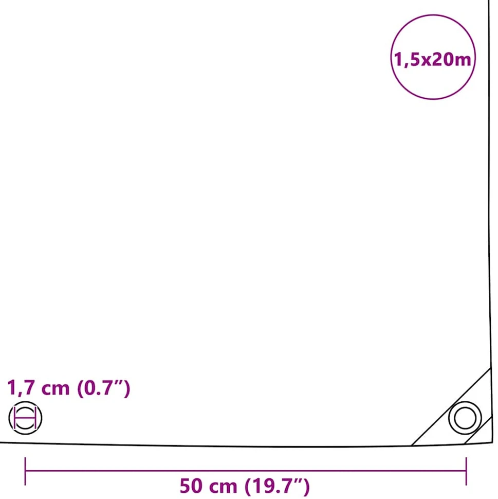 Tentas, pilkas, 650 g/m², 1,5x20 m
