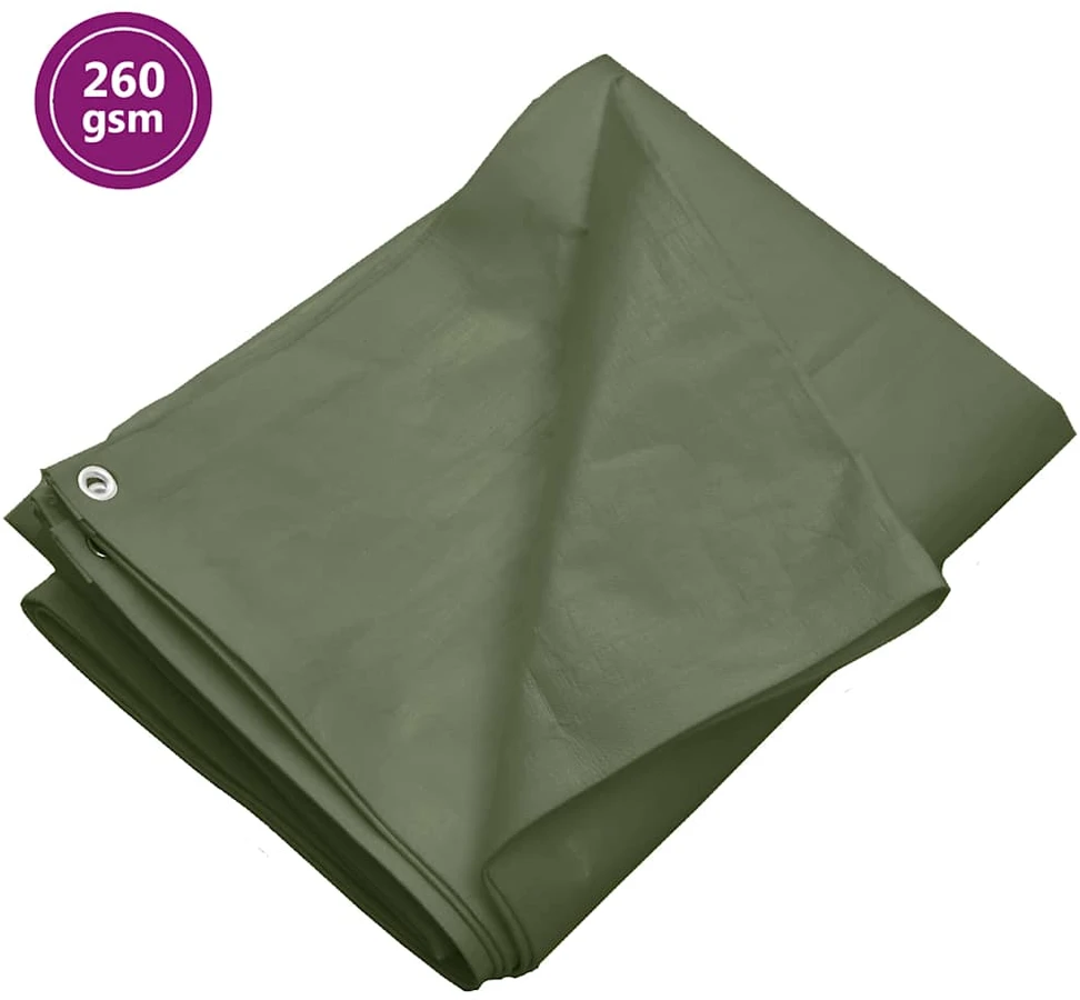 Tentas, žalios spalvos, 6x10m, 260g/m², HDPE
