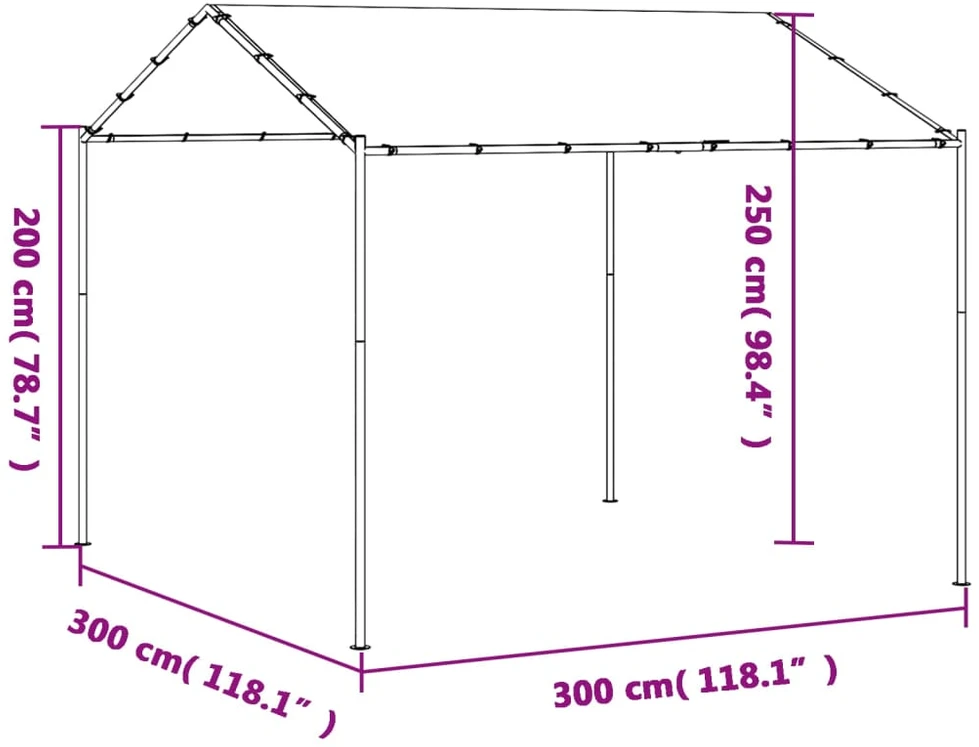 Tentinė palapinė, antracito spalvos, 3x3m, plienas ir audinys
