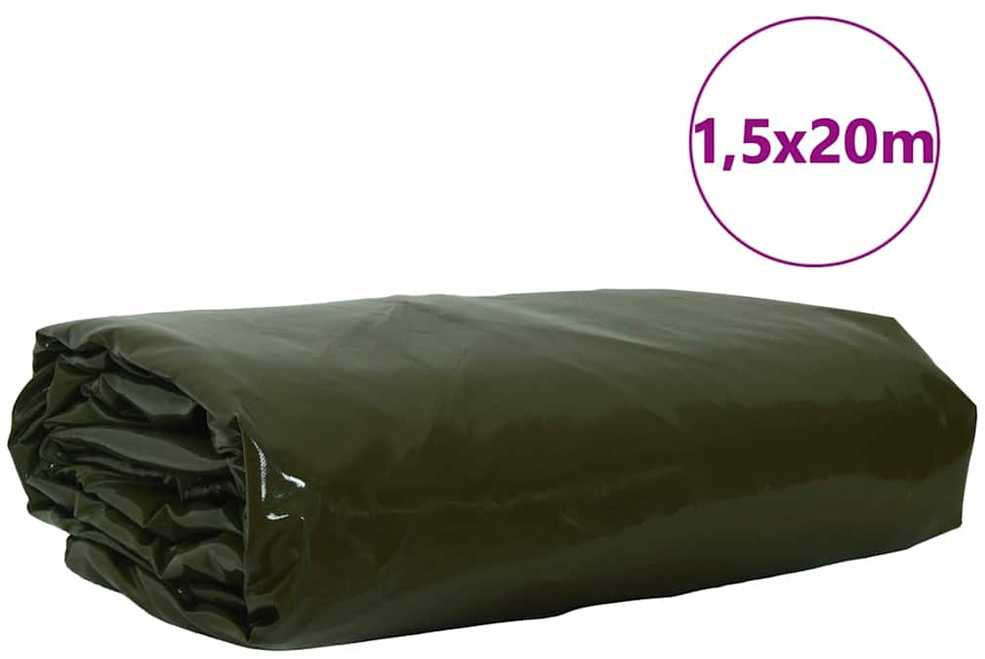 Tentinis audinys 650g / m² Alyvuogių žalia 1,5 x 20 m