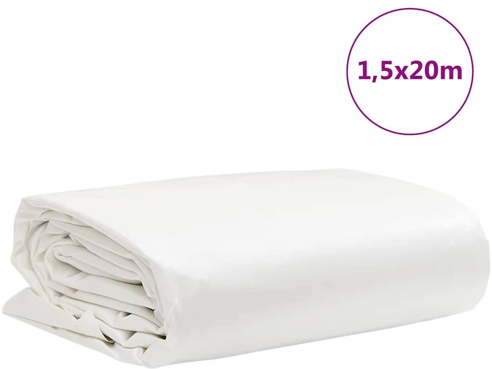 Tentas, baltos spalvos, 1,5x20m, 650g/m²