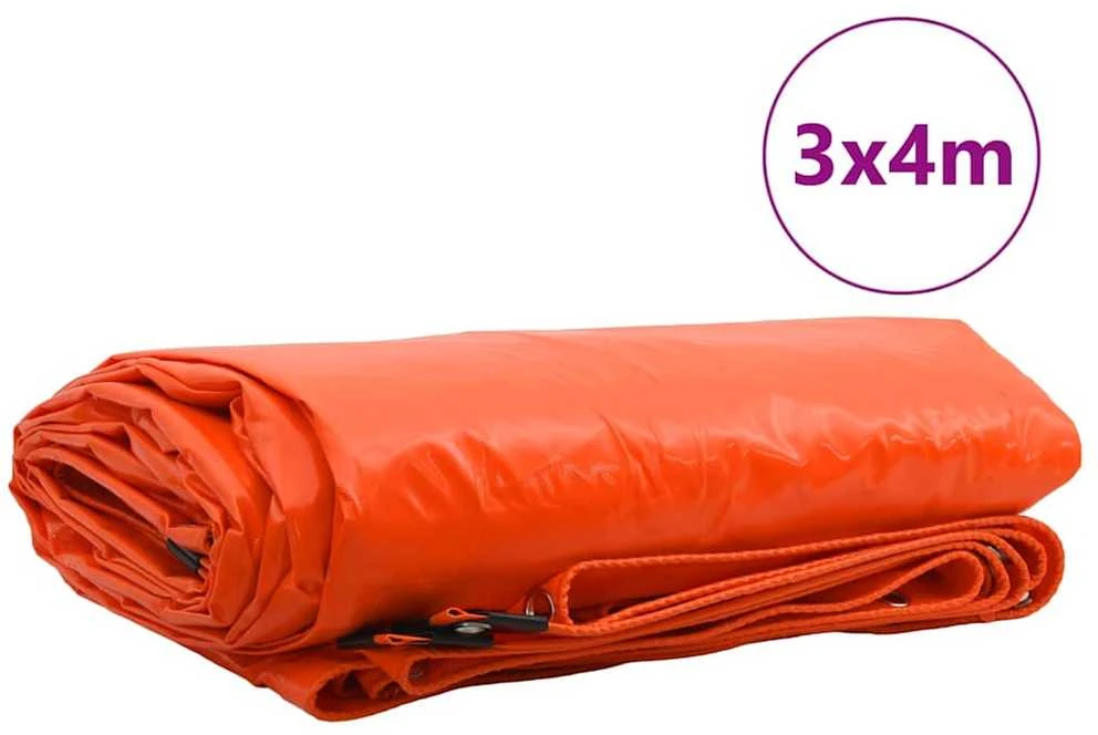 Tentinis audinys 650g / m² Oranžinė 3 x 4 m Drobė su PVC danga