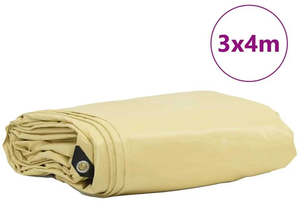 Tentinis audinys 650g / m² Smėlio 3 x 4 m Drobė su PVC danga
