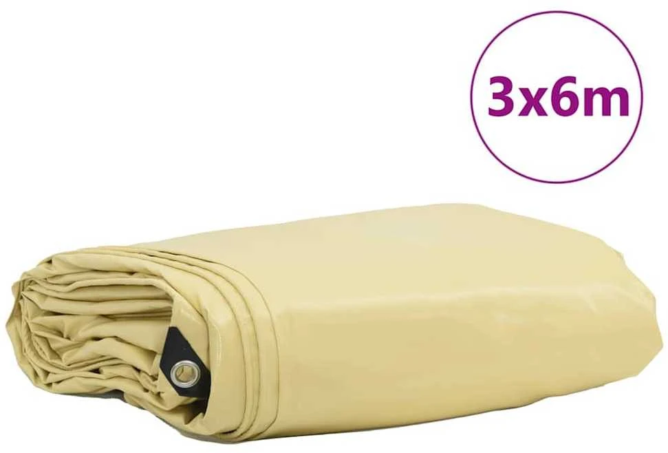 Tentinis audinys 650g / m² Smėlio 3 x 6 m Drobė su PVC danga