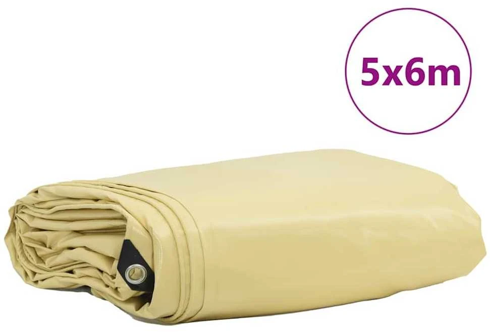 Tentinis audinys 650g / m² Smėlio 5 x 6 m Drobė su PVC danga