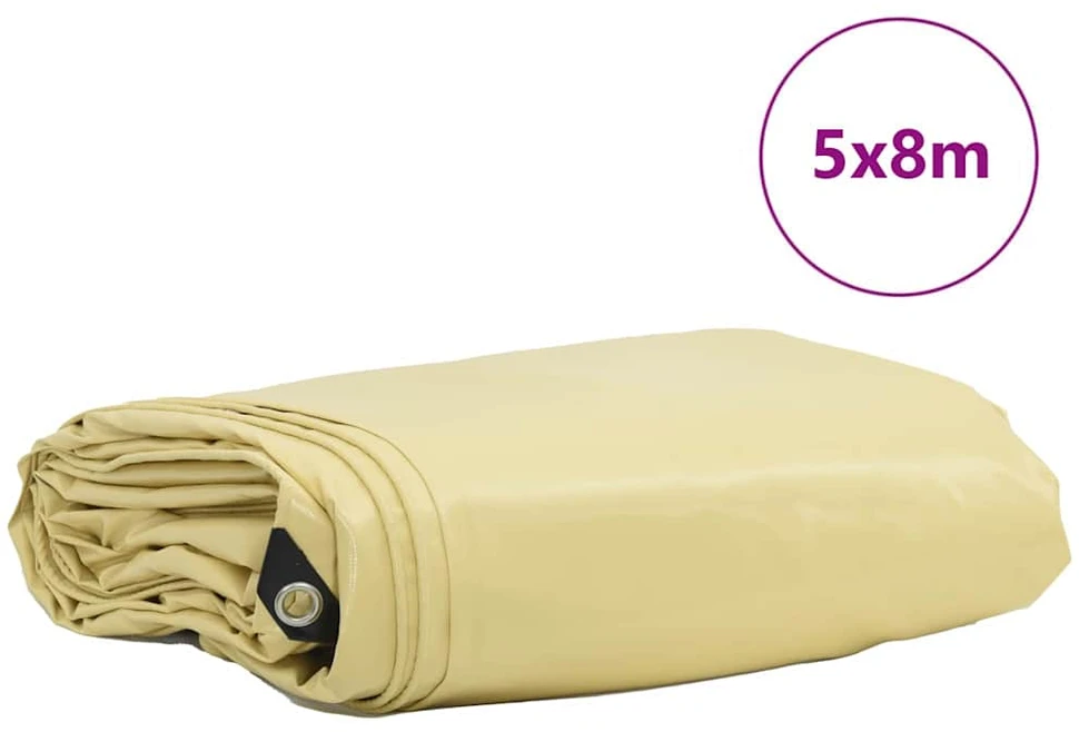Tentinis audinys 650g / m² Smėlio 5 x 8 m Drobė su PVC danga